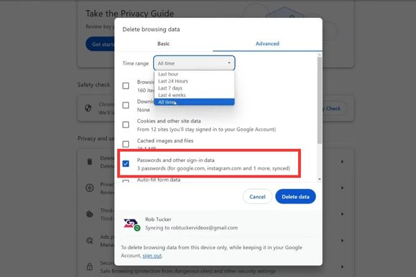 Delete data