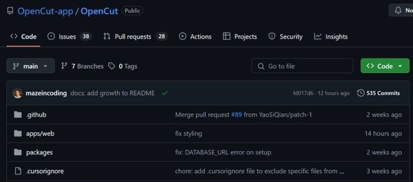 github open source open cut
