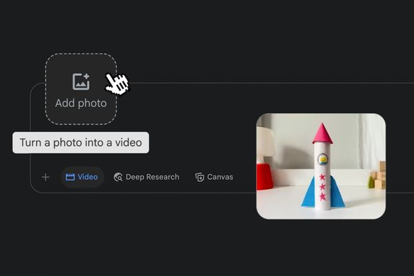 Veo 3 image to video interface with photo upload and video generation options