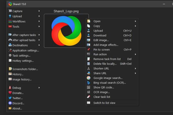 ShareX software interface demonstrating GIF creation workflow